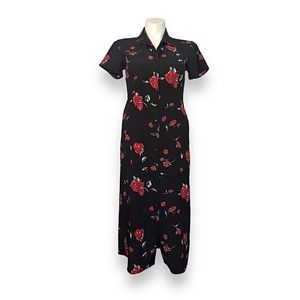 Vintage 90’S Old Navy Rose Button Up Midi Dress